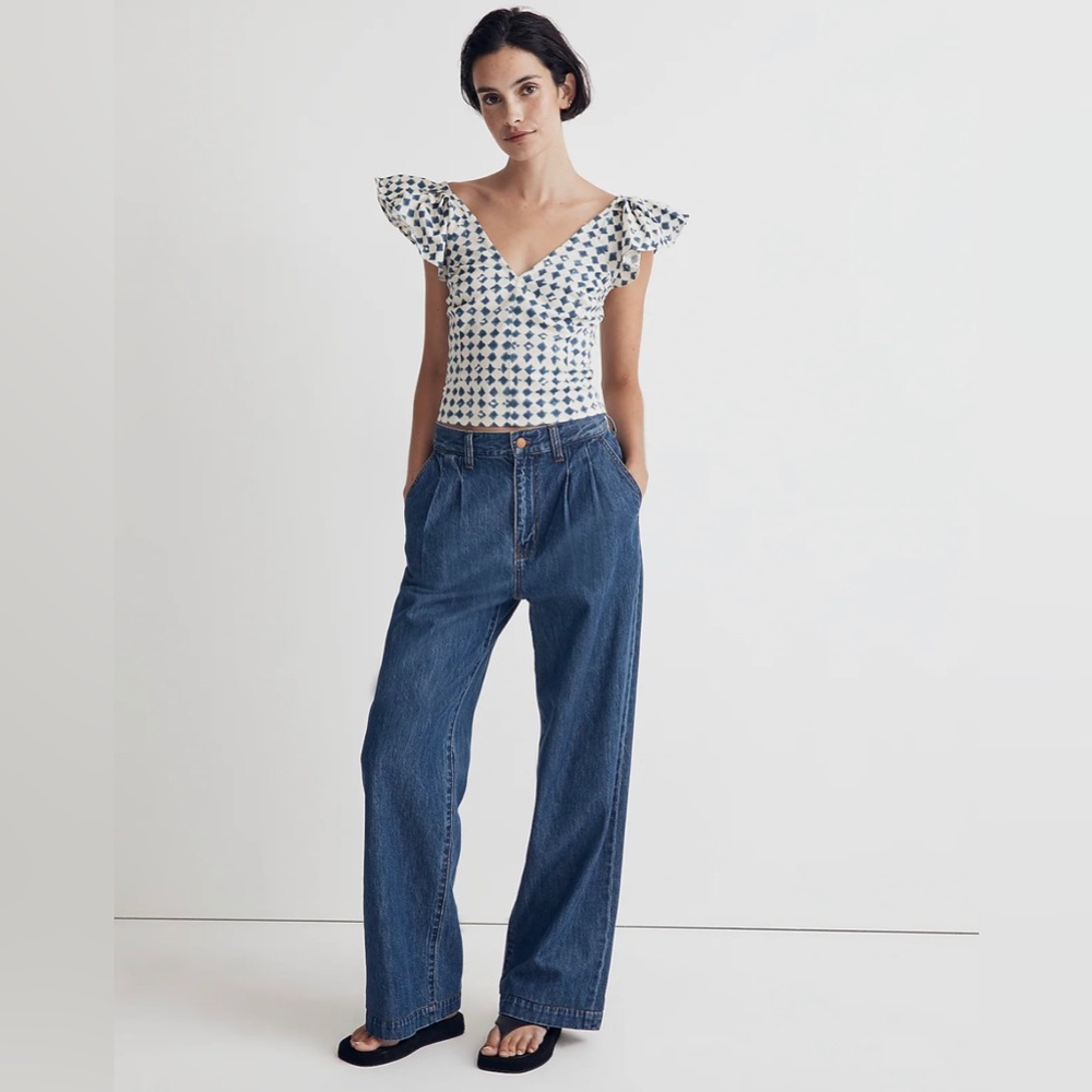 Madewell Shibori-Print V-Back Top in Size 8